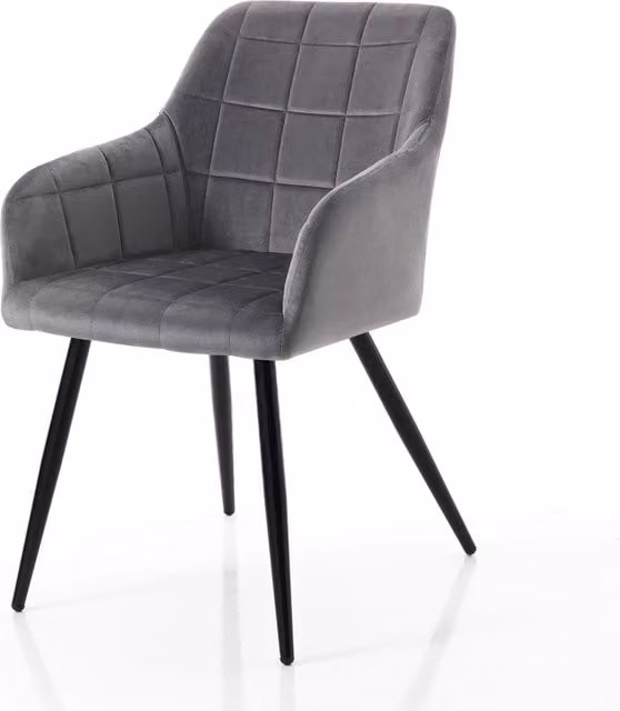 Set di 2 sedie Oresteluchetta in tessuto grigio con struttura in metallo nero, H 83 x L 55 x P 60 cm