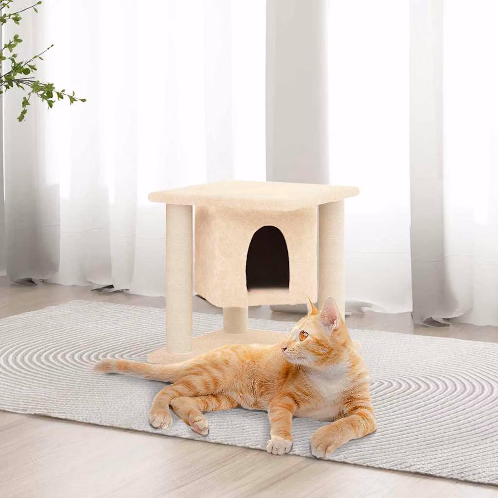 Albero per gatti vidaXL con tiragraffi in sisal, colore beige, H: 37 cm