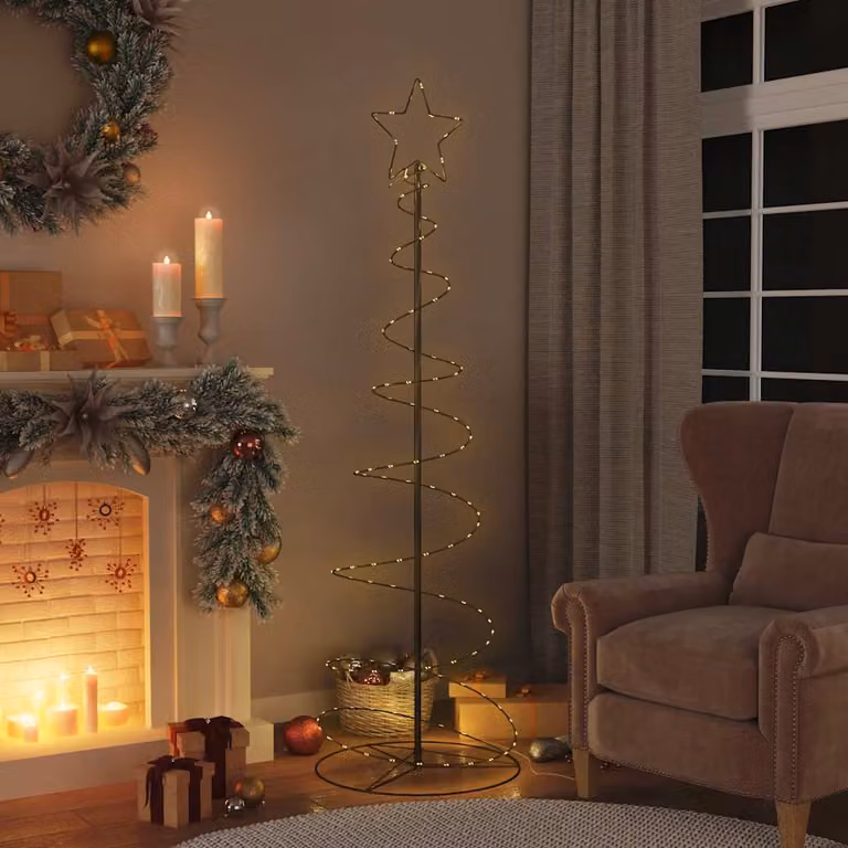 Albero di Natale a LED vidaXL con 120 LED Bianco Caldo, Altezza: 180 cm