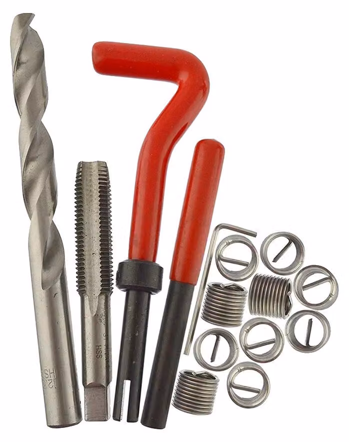 Kit di inserti per la riparazione di filettature, disponibile in diverse dimensioni, include utensili resistenti, confezione da 15 pezzi, filettatura M12 x 1.5