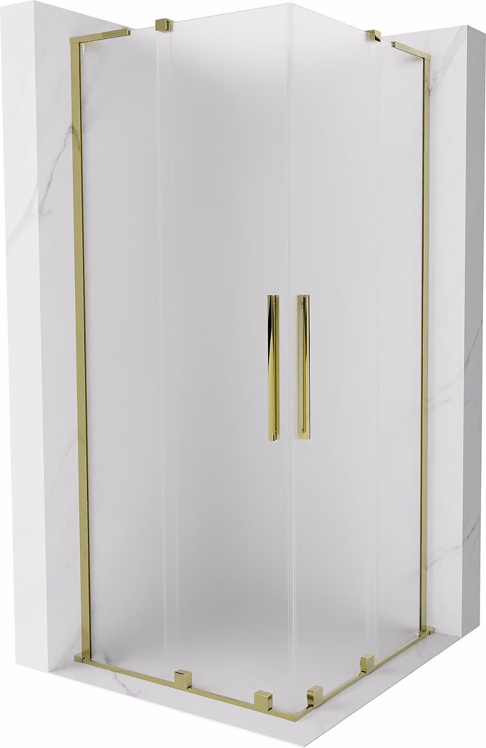 Mexen Velar L Duo cabina doccia scorrevole 100 x 100 cm, smerigliato, oro - 871-100-100-02-33-50