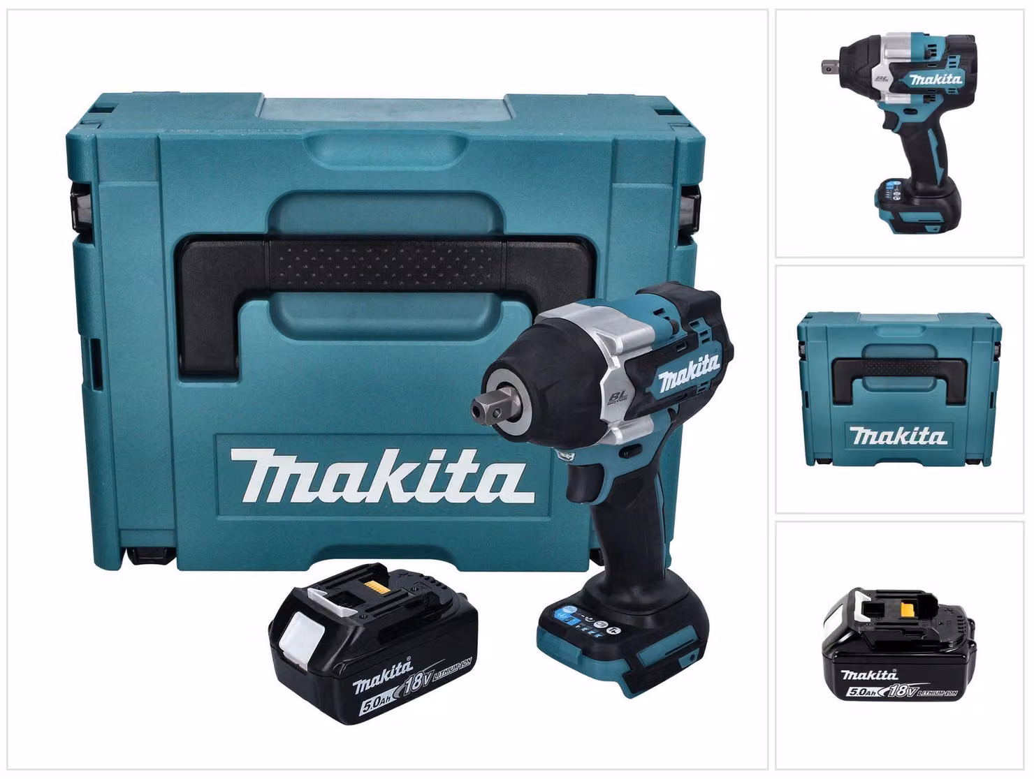 Avvitatore a impulsi a batteria Makita DTW 701 T1J 18 V 700 Nm 1/2" XPT Brushless + 1x batteria ricaricabile 5,0 Ah + Makpac - senza caricabatterie