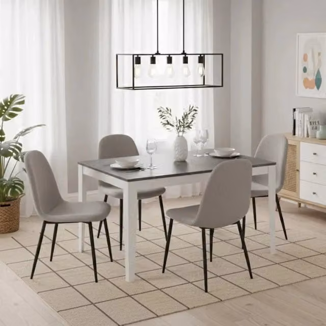 Tavolo da pranzo allungabile Moon Duzzle effetto marmo antracite e bianco L: 130-290 cm, P: 80 cm, H: 76 cm