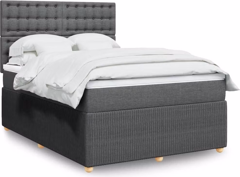 Maison Exclusive - Giroletto a Molle con Materasso Grigio Scuro 140x190 cm Tessuto