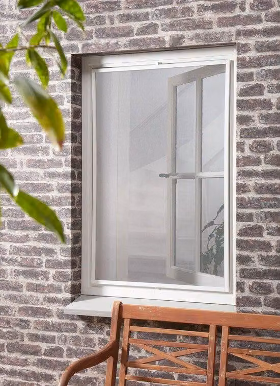 Zanzariera Unyqoos® per finestre a battente, dimensioni 100 x 150 cm – Protezione dagli insetti da inserire, profilo in alluminio, colore RAL 9010 bianco, rete antracite, senza foratura