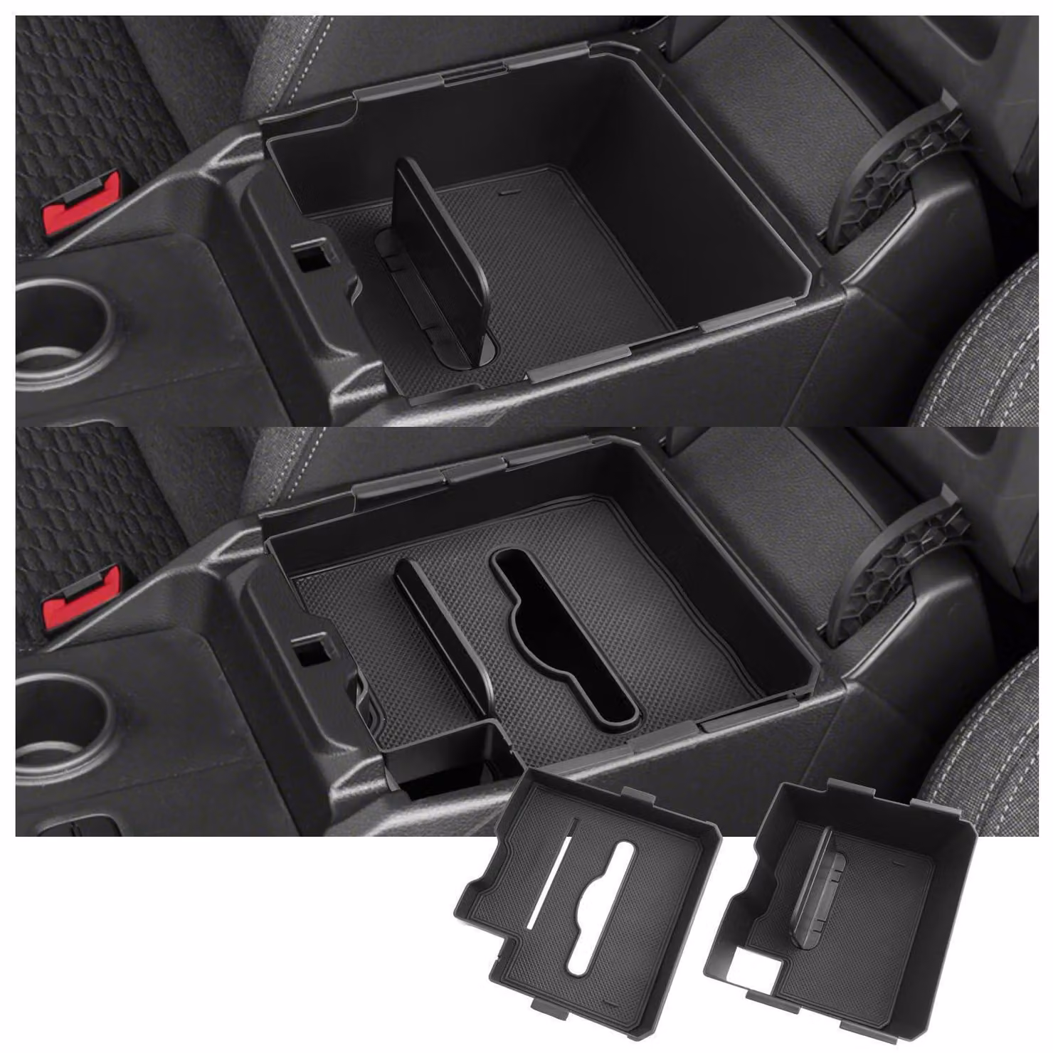 Contenitore portaoggetti per la console centrale del Ford Ranger T9 dal 2023 al 2025 (con freno elettronico), confezione da 2 pezzi, materiale: ABS