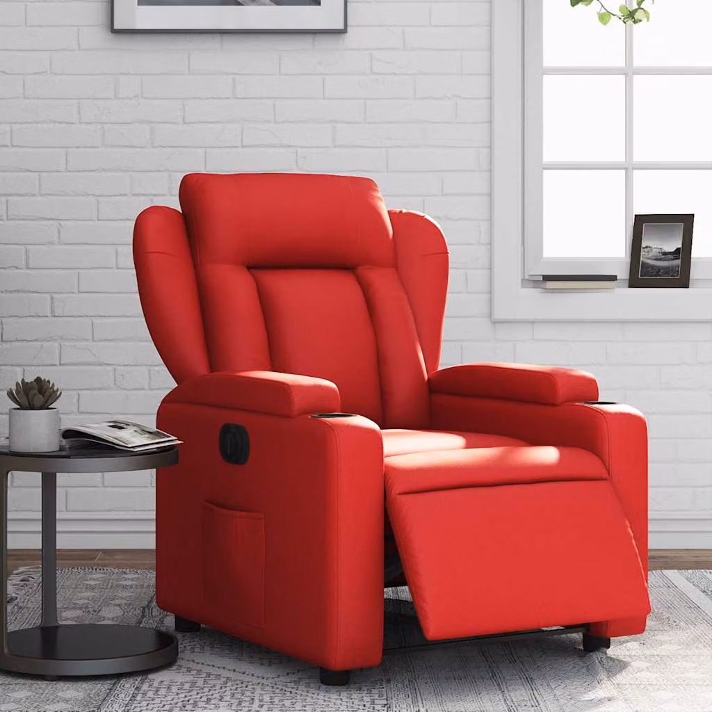 Poltrona Reclinabile Elettrica vidaXL in Similpelle Rossa con Braccioli e Funzione Auto-Return