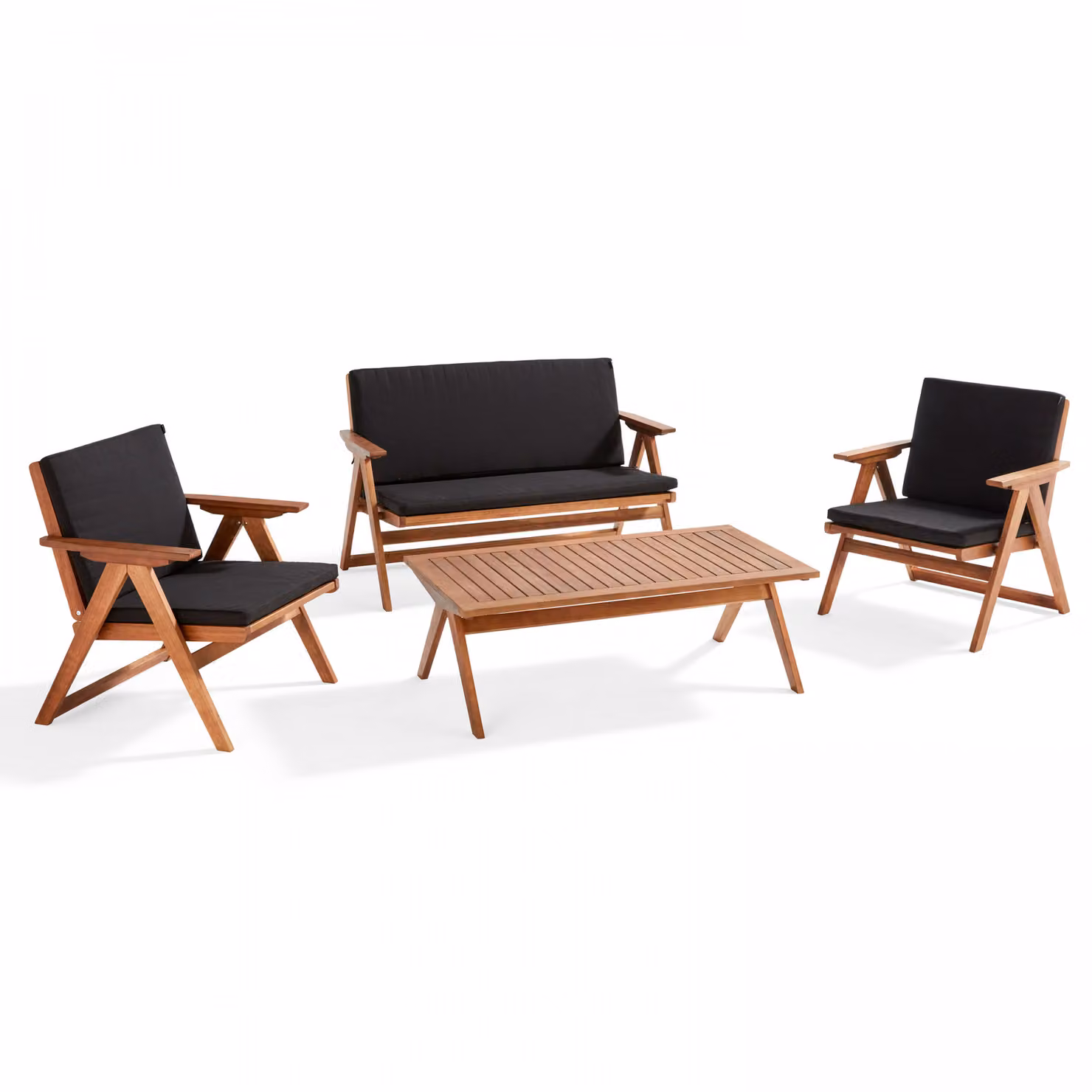Set da giardino pieghevole per 4 persone in legno - Oviala Sisco