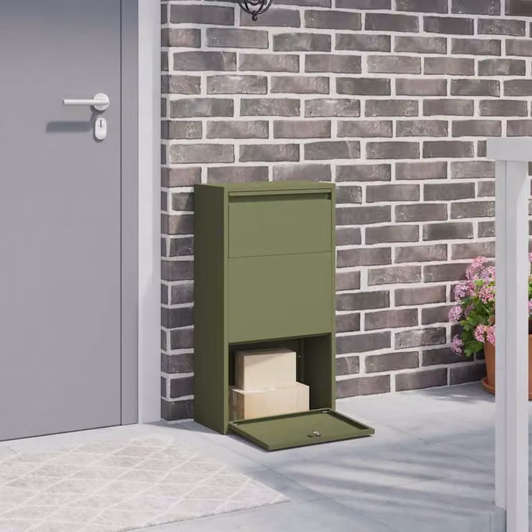 Cassetta per pacchi vidaXL in acciaio Verde, L 44 cm x P 22 cm x H 82 cm