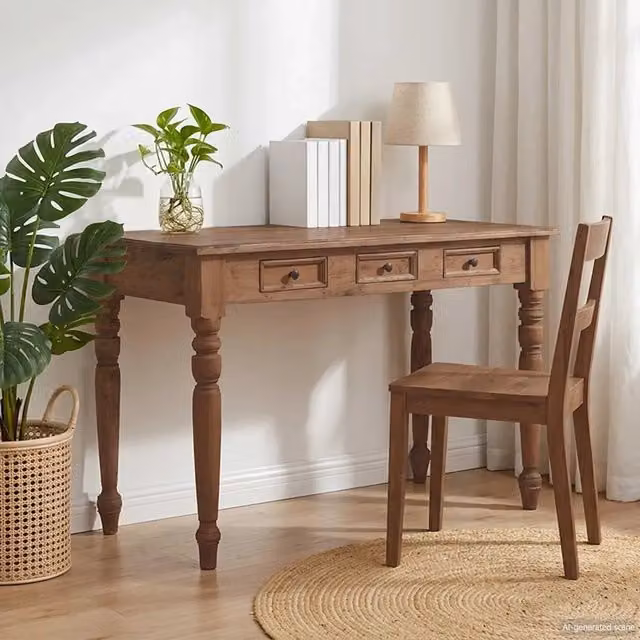 Scrivania da ufficio vidaXL in legno marrone stile rustico L: 117 cm, P: 57 cm, H: 75 cm – 1