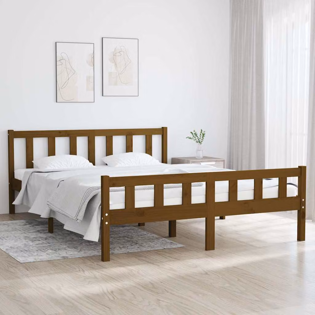 vidaXL Giroletto in legno di pino ambrato senza materasso L/P: 120 x 200 cm