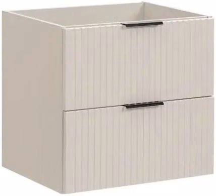 Mobile sotto lavabo NOXERA – 60 cm – 2 cassetti – Beige opaco – Mobile sospeso moderno