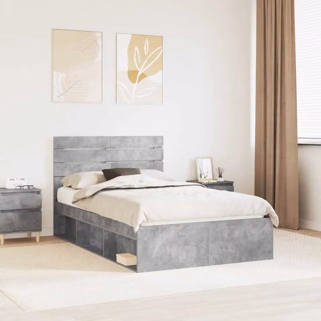 Struttura del letto Grigio Cemento 120 x 190 cm Pino massello 3411442