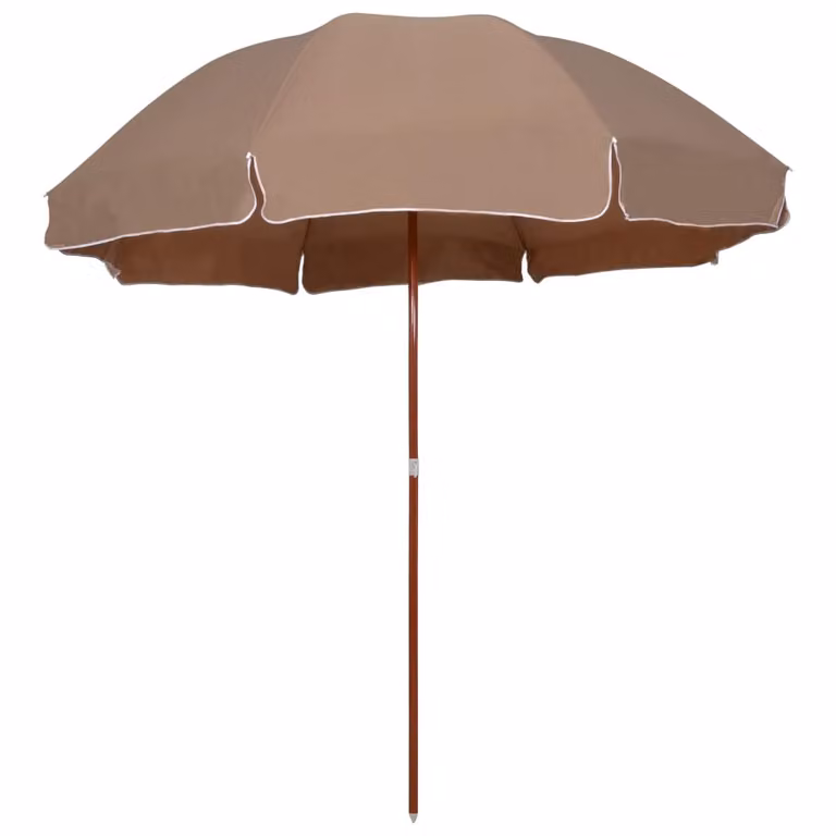 The Living Store Ombrellone con palo in acciaio 300 cm Taupe