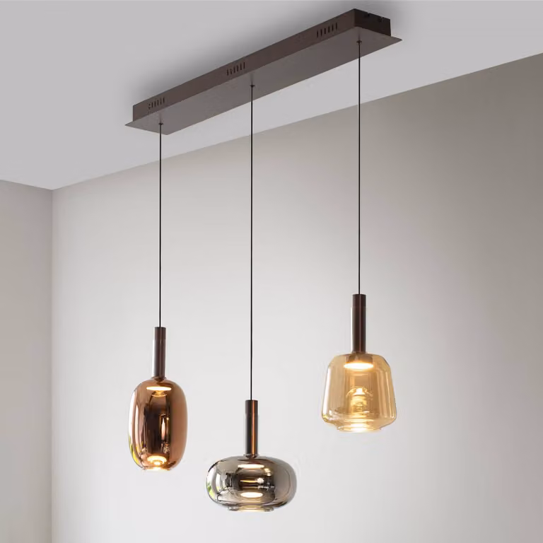 Paul Neuhaus Lampada a sospensione in vetro Irides, dimmerabile, Multicolore, Soggiorno / Sala da pranzo, Vetro, Moderno, Lampada a sospensione