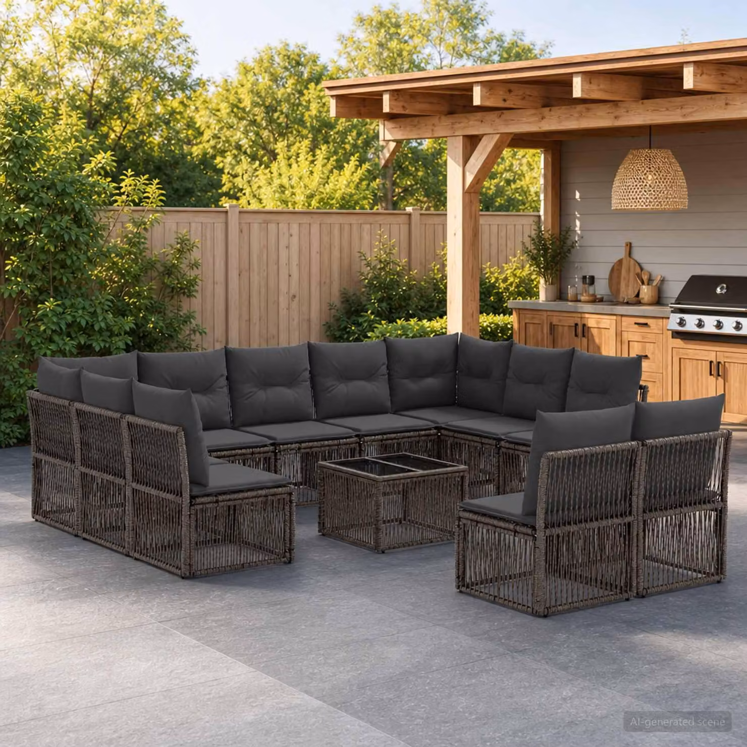 Maison Exclusive - Set di divani da giardino, 12 pezzi, grigio, in rattan sintetico