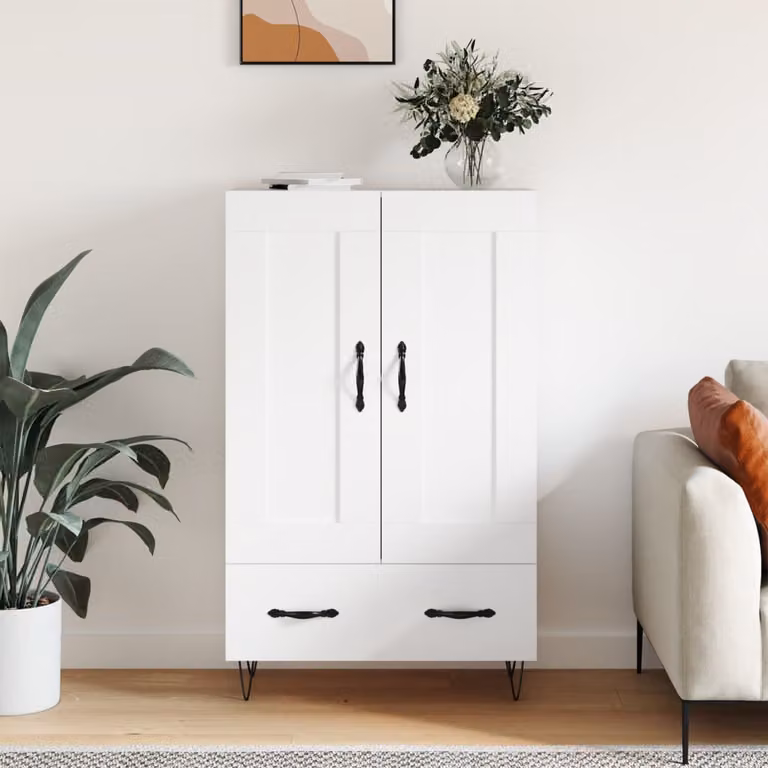 Credenza moderna vidaXL bianca in legno multistrato e metallo L/P/H: 69,5 x 31 x 115 cm