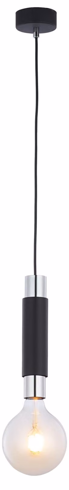 Lampada a sospensione LILE nera-cromata 1xE27x40W in metallo, dimensioni: 60x6x6 cm, IP20, Jupiter