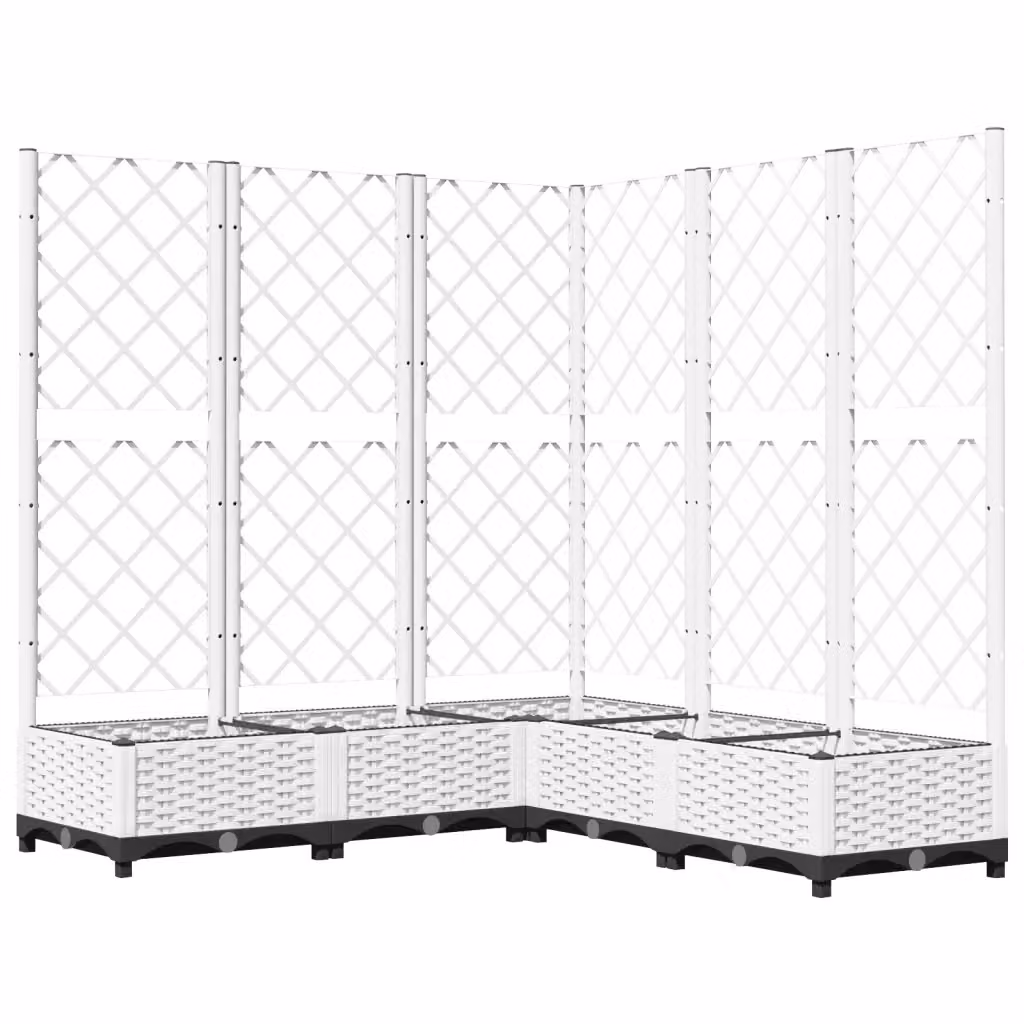 Fioriera da giardino con graticcio Design Mania, vaso da esterno in plastica bianco, L/P/H: 120 x 120 x 121,5 cm – 2