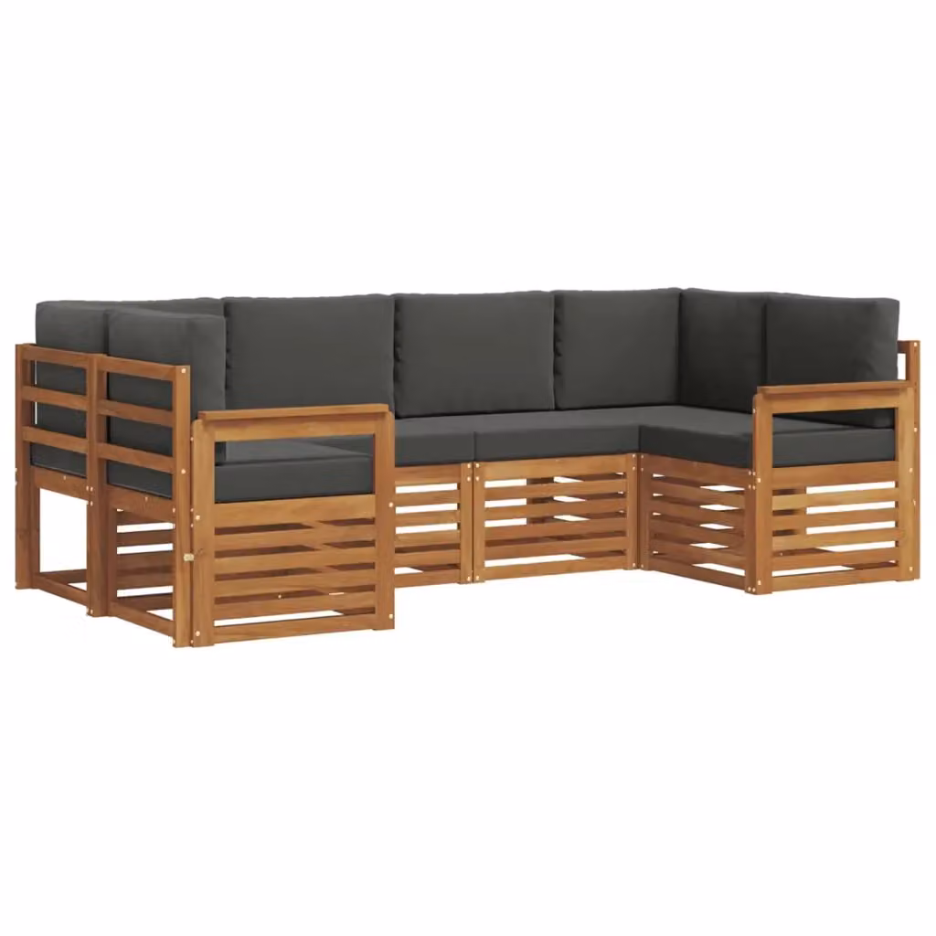 Set di divani da esterno a L vidaXL in legno di acacia con cuscini beige e antracite – 2