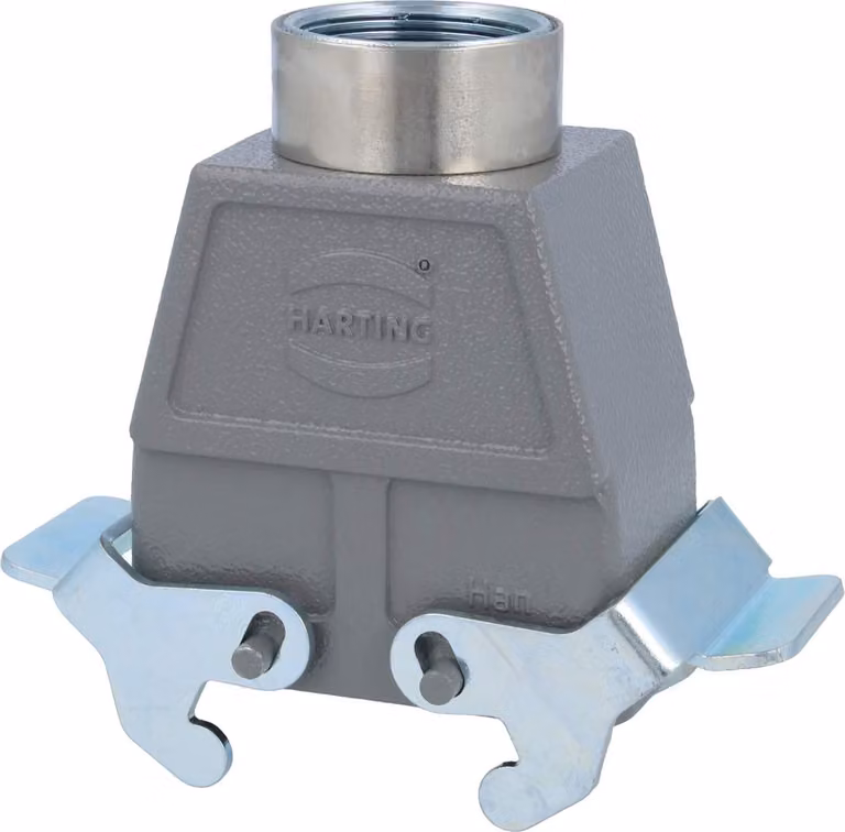 HARTING Han 10B Contenitore tubolare alto, 1xM32 uscita cavo diritta, con 2 staffe trasversali Vite M32 Area di serraggio 11,0 mm -