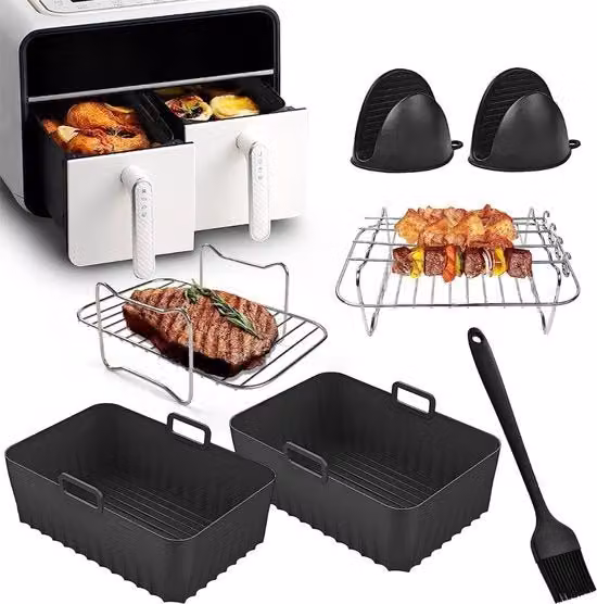 Set di accessori per Airfryer Ninja in silicone e acciaio inossidabile, colore nero