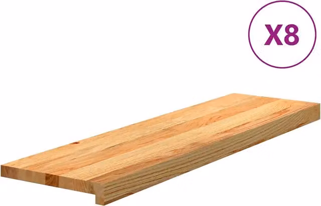 Gradini 8 pz | Tappetini per scale autoadesivi Marrone Chiaro 90x25x2 cm Legno Massello Rovere
