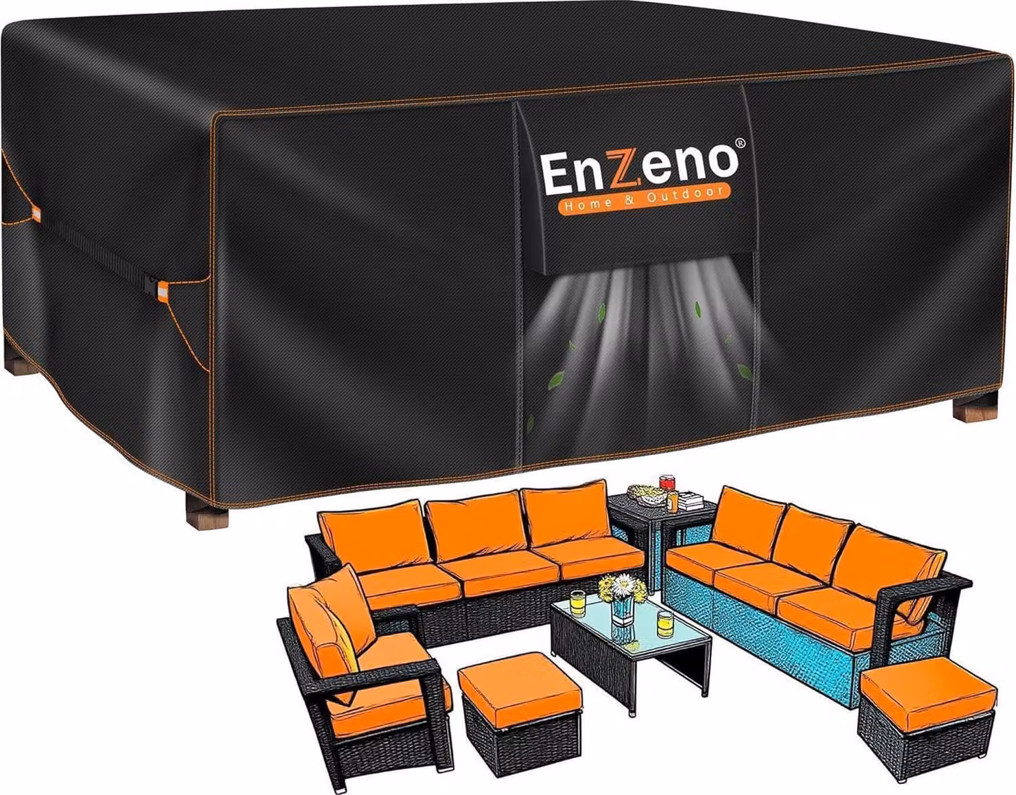Enzeno copertura mobili da giardino impermeabile 300x250x100cm Oxford winterproof