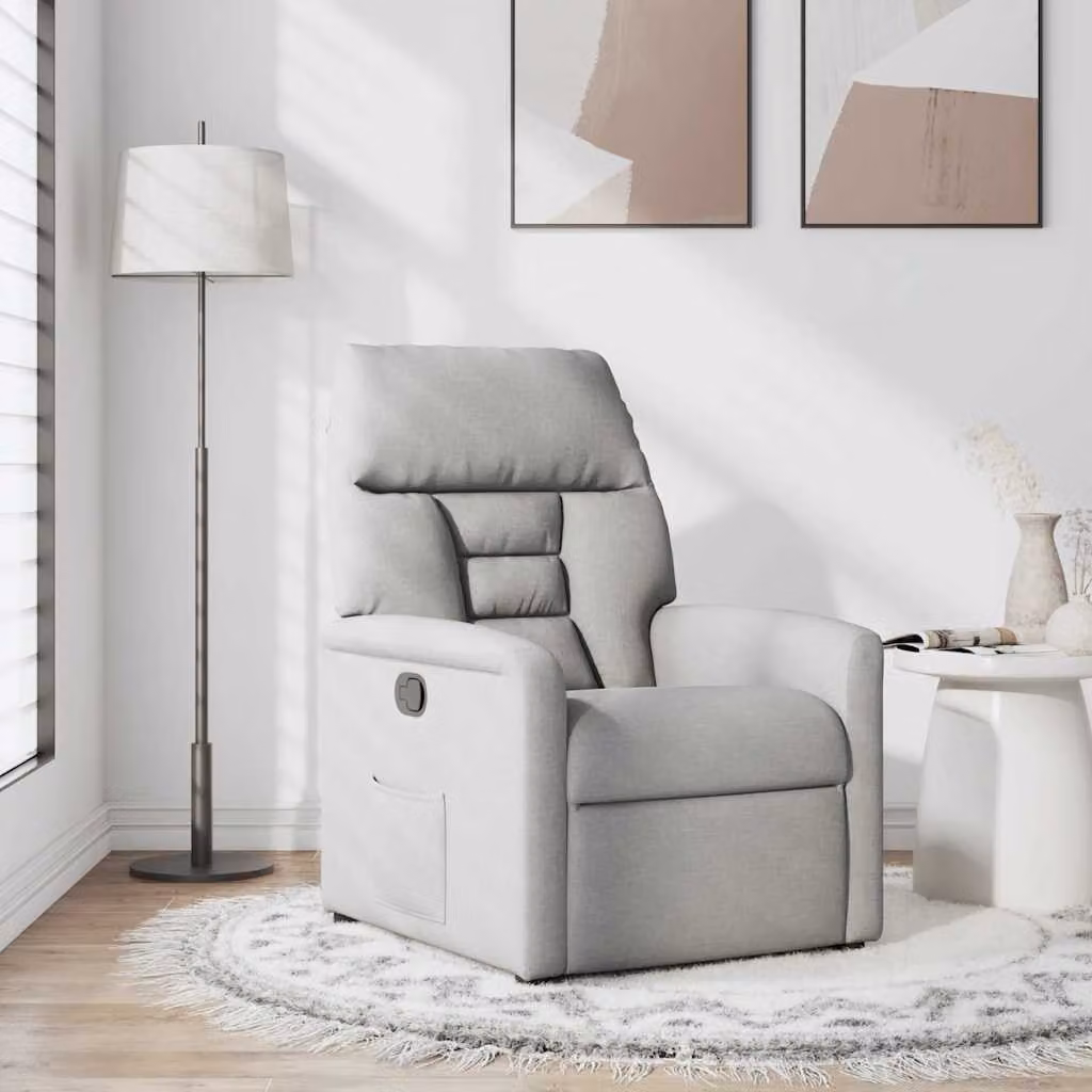 vidaXL Poltrona Reclinabile in Tessuto Grigio Nuvola