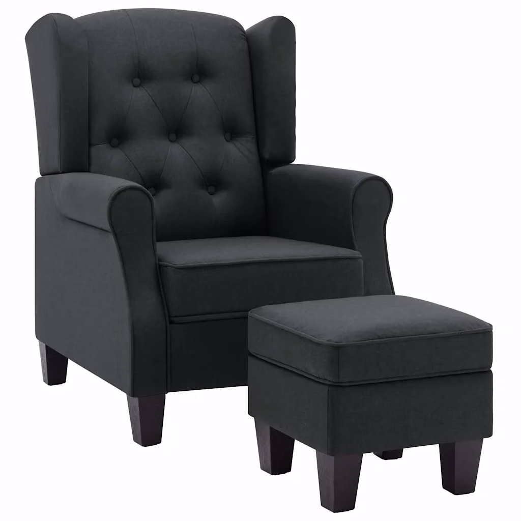 vidaXL Poltrona Lounge con Poggiapiedi Integrato in Tessuto Grigio – 2