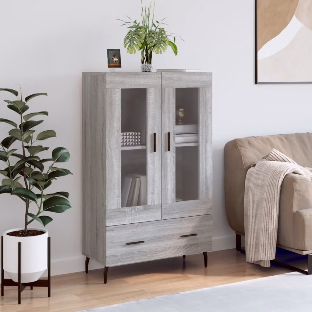 Credenza moderna vidaXL in legno multistrato color grigio Sonoma, L: 69,5 cm, P: 31 cm, H: 115 cm