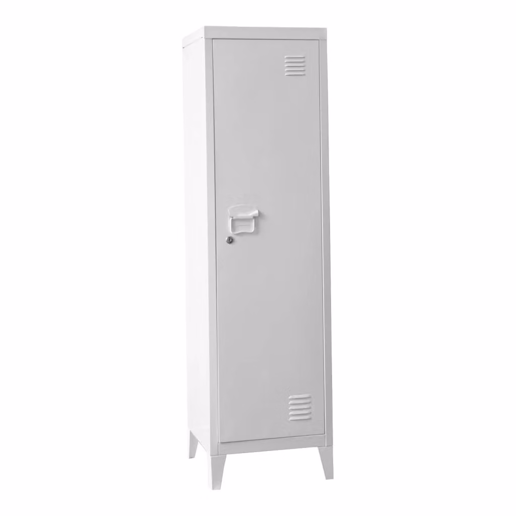 Armadio da ufficio in metallo Kurikka en.casa bianco con ante a battente e ripiani regolabili L: 38 cm, P: 38 cm, H: 137 cm – 2