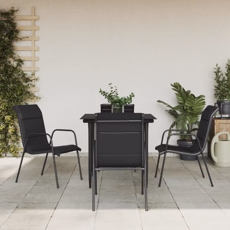 Maison Exclusive - Set da pranzo da giardino a 5 pezzi in acciaio nero e Textilene