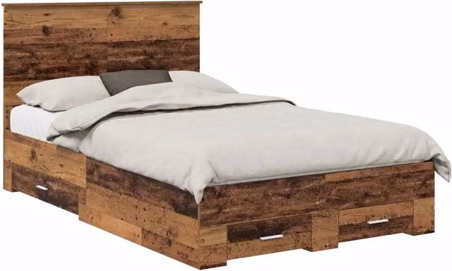 Letto matrimoniale | Letto per adulti | Struttura del letto con testiera Legno vecchio 120 x 190 cm