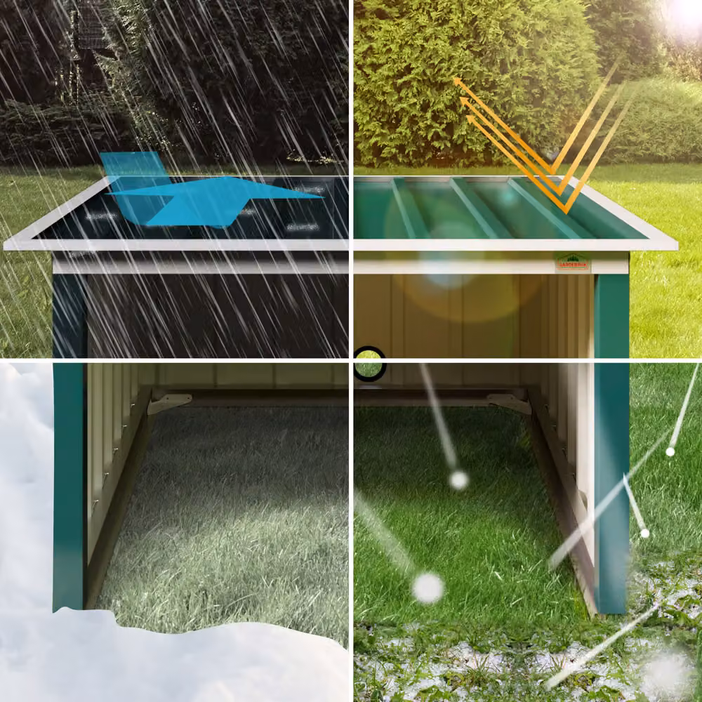 Garage per robot tagliaerba Gardebruk verde con tetto a capanna pieghevole in acciaio zincato e PVC – 2