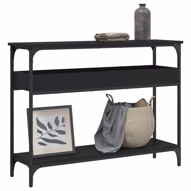 vidaXL Tavolo Consolle in Stile Industriale con Ripiano Nero, L 100 x P 29 x H 75 cm