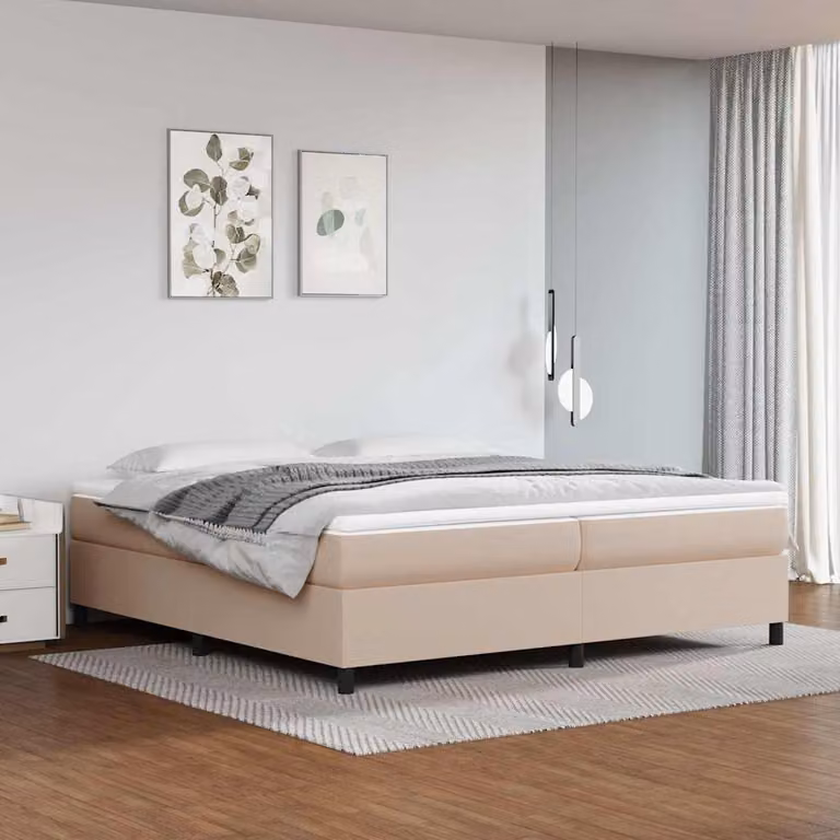 vidaXL Giroletto a Molle Ibrido con Materasso in Similpelle Colore Cappuccino L/P: 200 x 200 cm