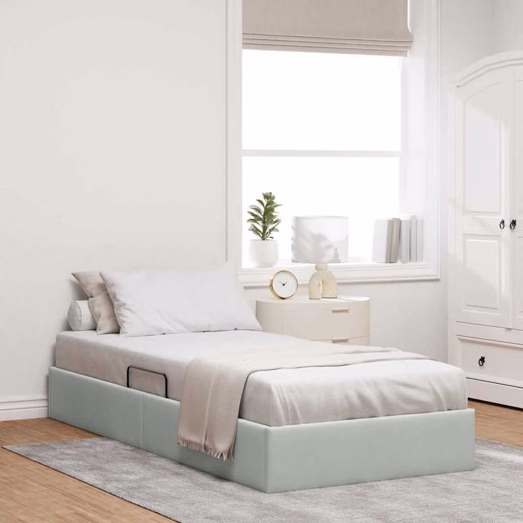 Letto con Contenitore vidaXL in Velluto Grigio con Base Lift Up L 100 x P 200 cm, H 194 cm