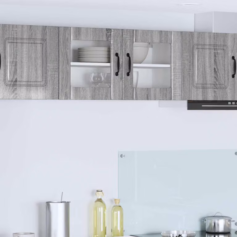 Mobile da parete LUCCA vidaXL in legno e vetro, Grigio Sonoma, L 80 x P 31 x H 40 cm