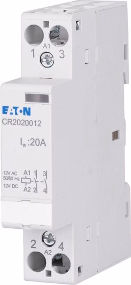 Eaton CR2002012 Contattore di installazione Tensione nominale: 12 V DC/AC Corrente di commutazione (max.): 20 A 2 contatti NC 1 pz