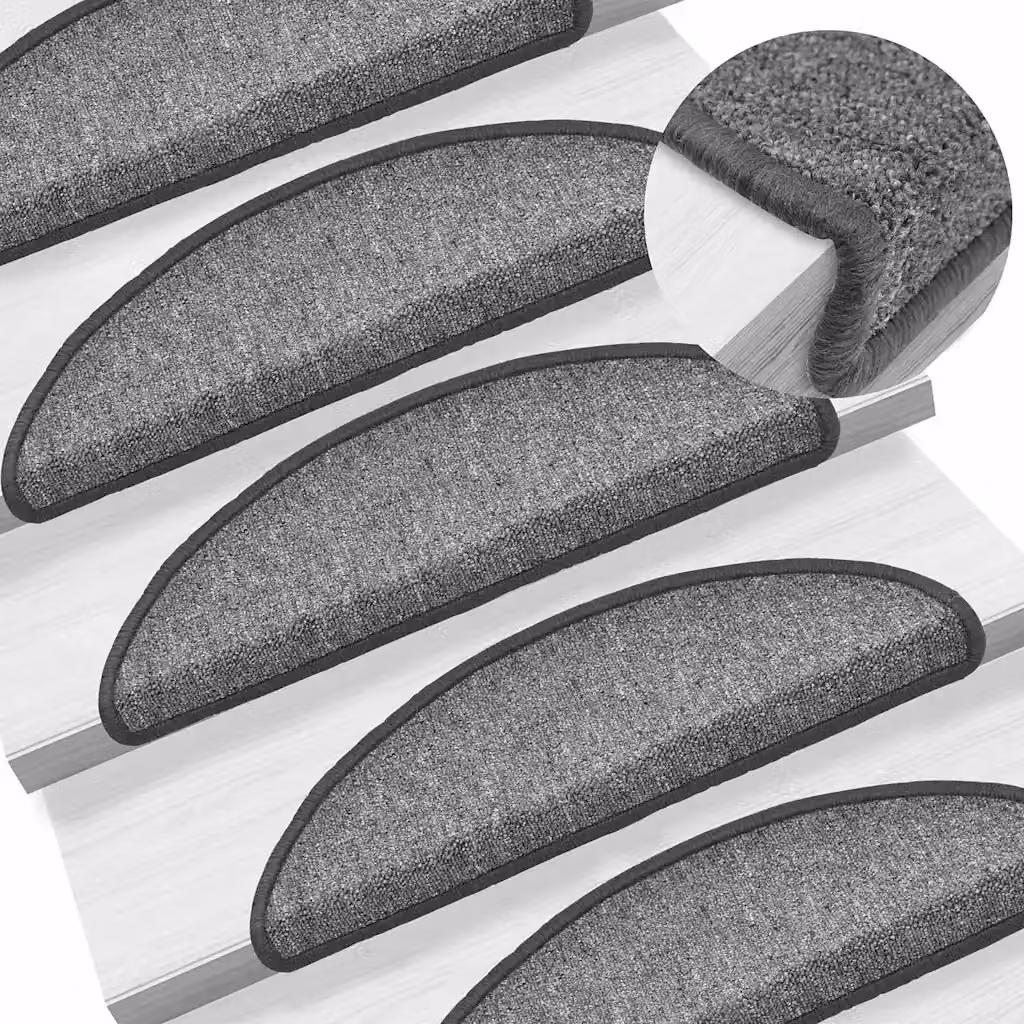 Set di 10 tappetini per scale semicircolari vidaXL in polipropilene, colore grigio, L: 56 cm, P: 17 cm, H: 3,5 cm