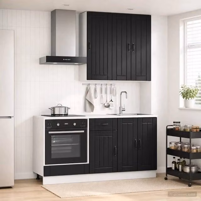 Unità Cucina LUCCA 5 pz Nero Legno ingegnerizzato 3438266