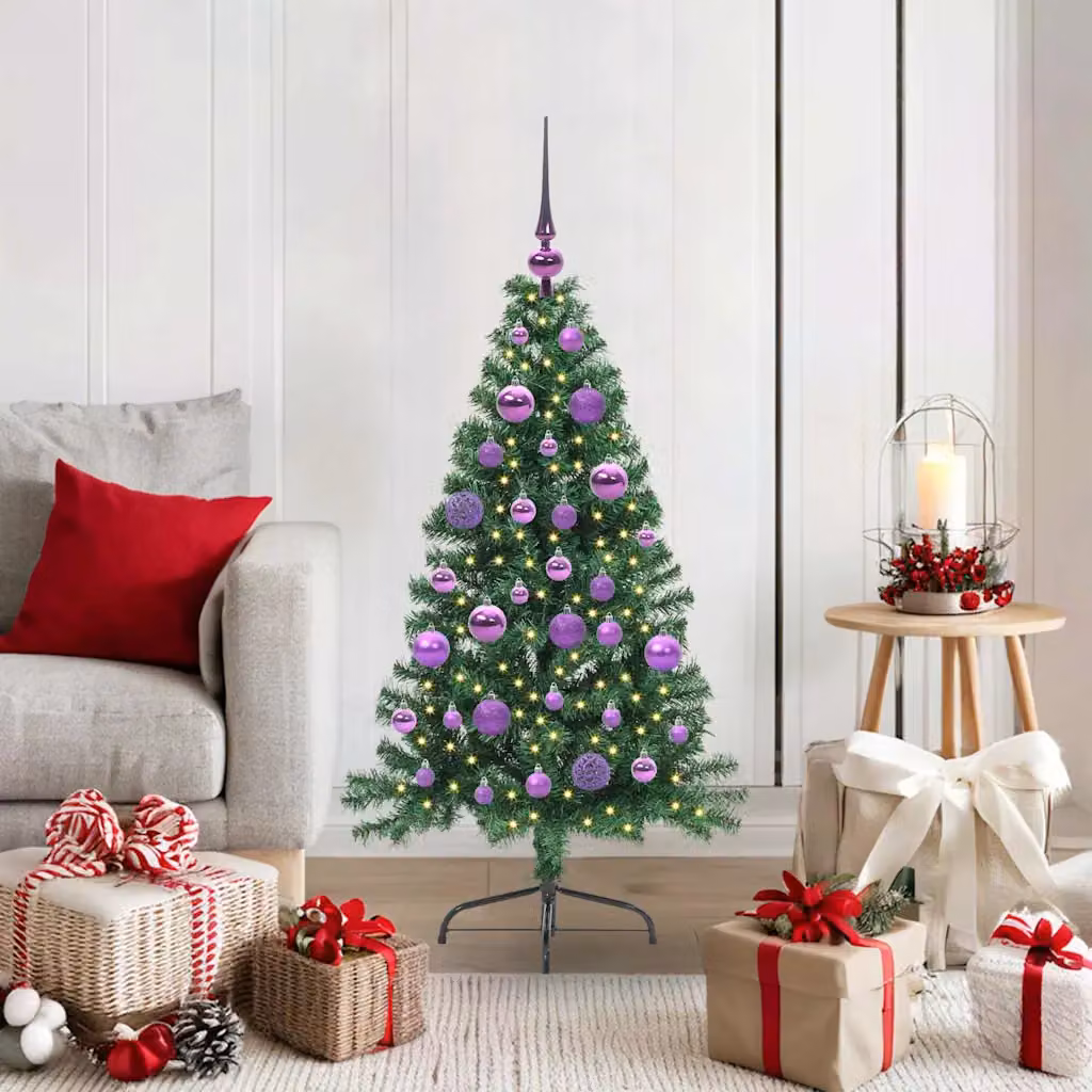 Albero di Natale artificiale moderno vidaXL con luci LED bianco caldo Verde 120 cm