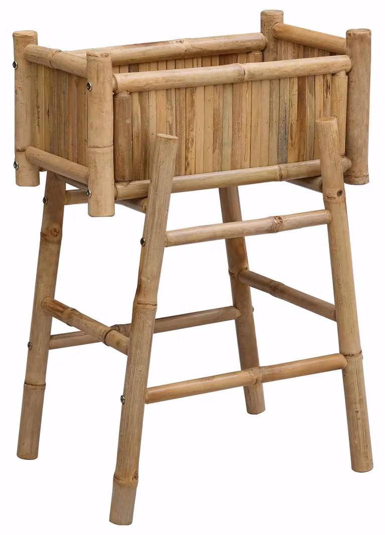 Vaso da Giardino con Supporto Naturale 50 x 38 x 74 cm Bambù