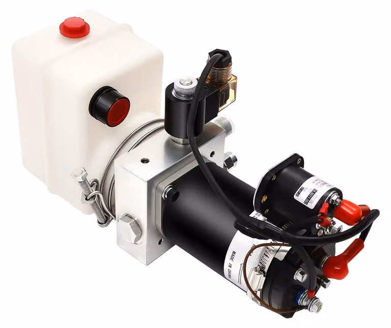 Pompe idrauliche - Gruppi idraulici - 12 V DC - 800 W - Azionamento semplice - Per camion e rimorchi basculanti - Colore: nero e argento