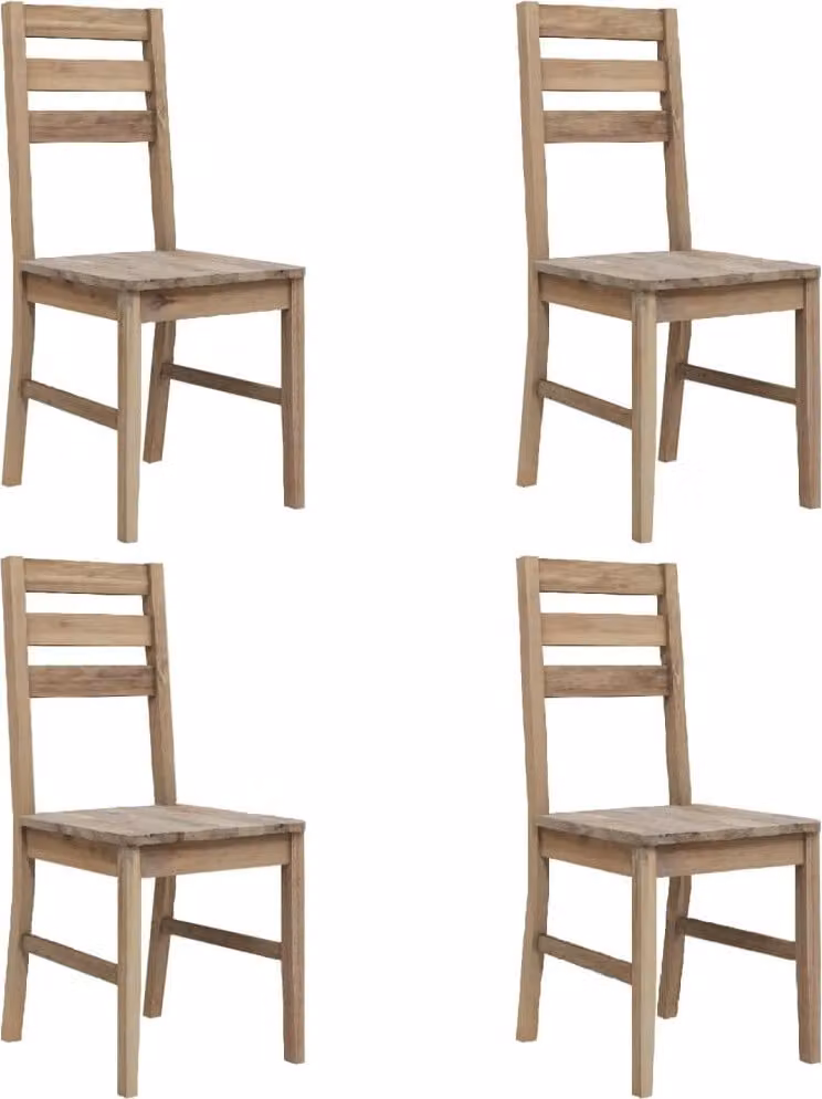 Sedie da Pranzo 4 pz in Legno Massello di Acacia