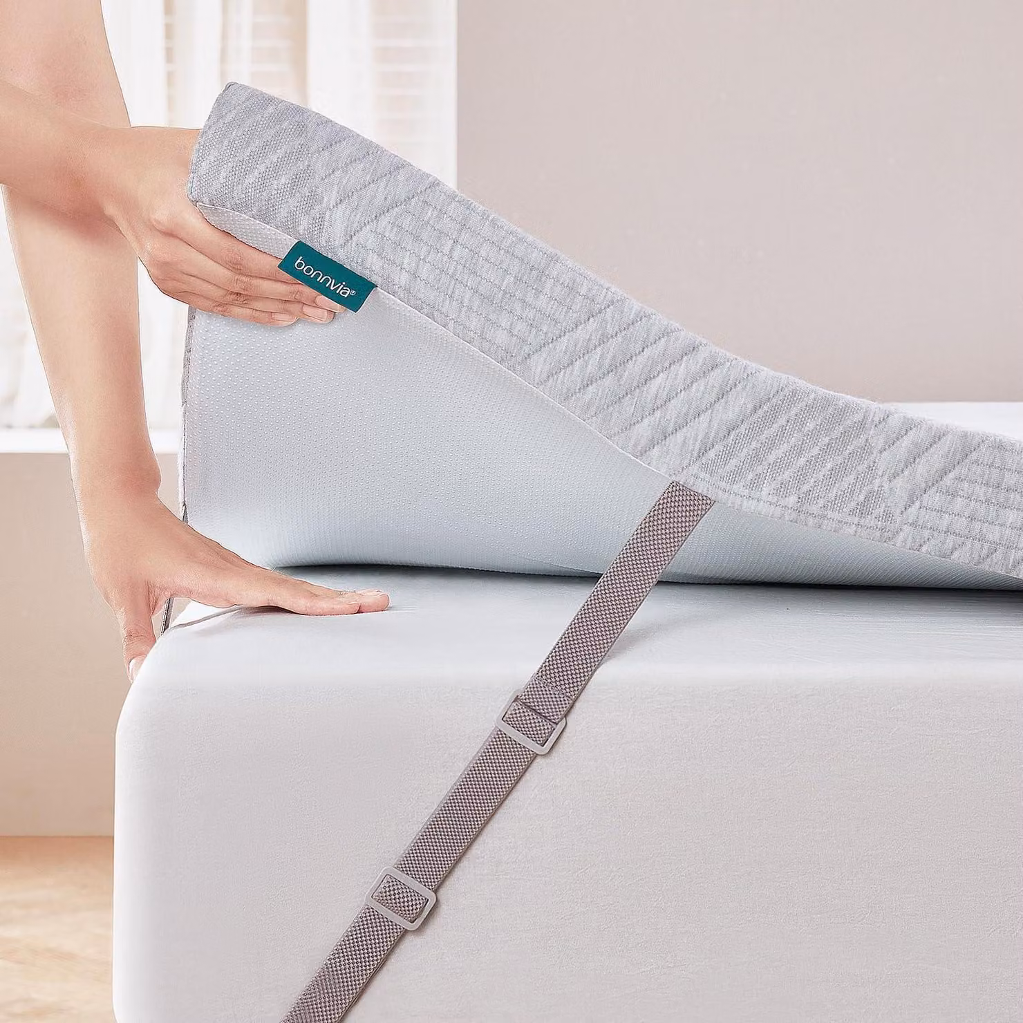 Topper per materasso 160x200 cm, imbottitura in memory foam H3/H4, altezza 7 cm, 2-in-1, fodera lavabile, fibra di bambù, adatto fino a 120 kg