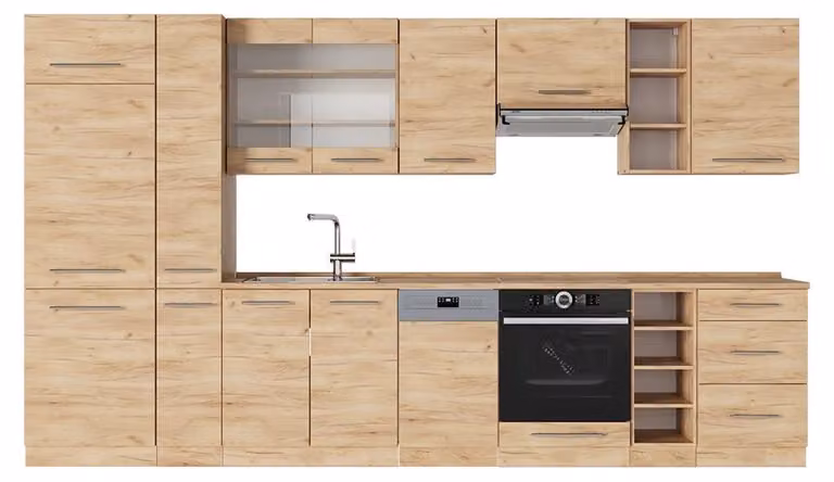 Cucina componibile Vicco Fame-Line Rovere dorato 355 cm , PL Rovere, Model 56935