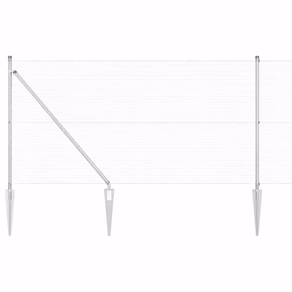 vidaXL Recinzione in rete saldata con punte in acciaio zincato argento, L: 1 m, H: 50 cm – 2