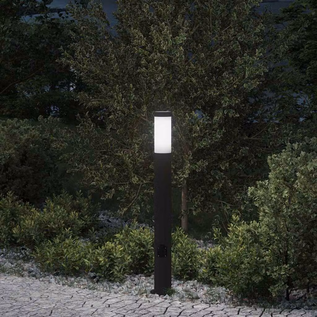 vidaXL Lampada a paletto moderna in acciaio inox con presa elettrica IP44, Altezza: 80 cm